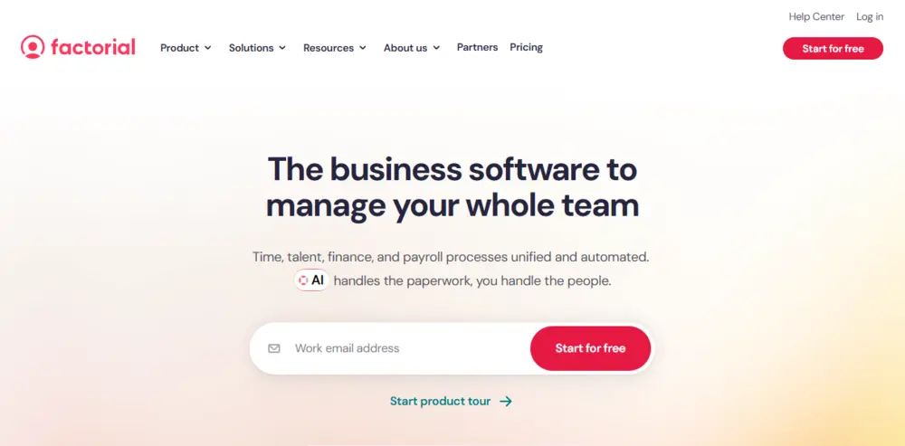 Strona główna narzędzia HR Factorial